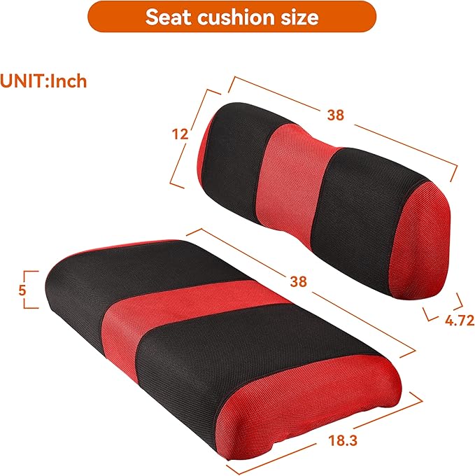 Golf Cart Washable Seat Cover Kit, 2 Passager Front Seat Covers Fit for Club Car DS OEM Ordinary Seat Cushion