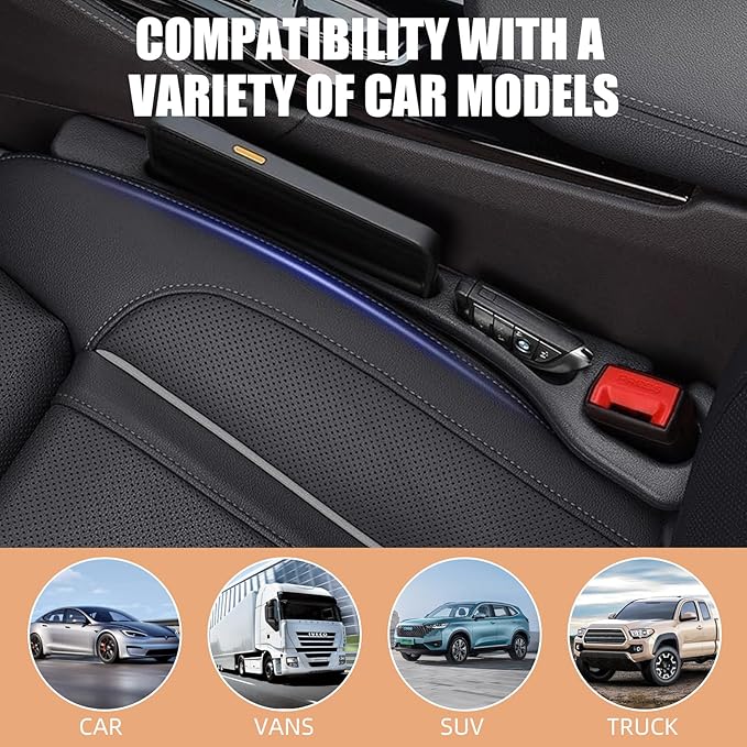 Car Seat Gap Filler Set of 2, Premium Interior Car Accessories, Multifunctional Car Storage Solution with Non-Slip Design, Fits Most Vehicles (Beige)