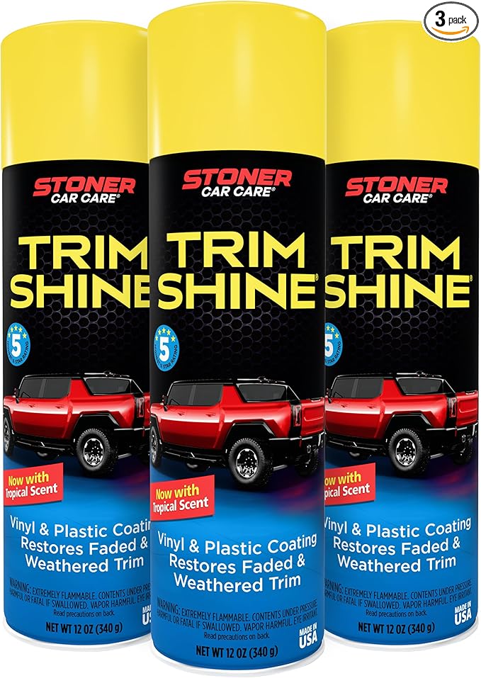 Stoner Car Care 91034-3PK Trim Shine – Black Trim and Plastic Restorer for Cars – Vinyl and Plastic Trim Protectant Coating for Interior and Exterior Use – Fast-Drying No Sling – 12 oz (Pack of 3)
