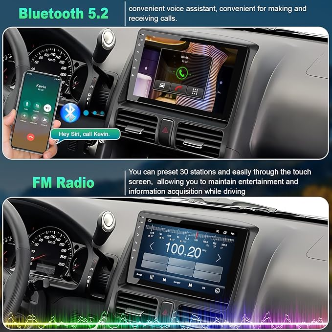4G+64G Car Radio for Honda CRV 2002 2003 2004 2005 2006, Support Wireless Carplay&Android Auto, Bluetooth/Voice Control/GPS/WiFi/Back-up Camera/SWC/FM, 9 Inch IPS Touch Screen for Honda CRV
