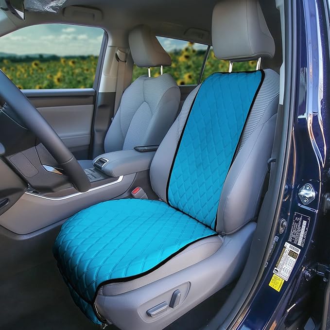 FH Group Car Seat Cushion – Neosupreme Single Front Seat Cover with Front Pockets, Airbag Compatible, Universal Fit Car Seat Cushion for Driver or Passenger Seat, SUV, Truck, Sedan & Van – Aqua