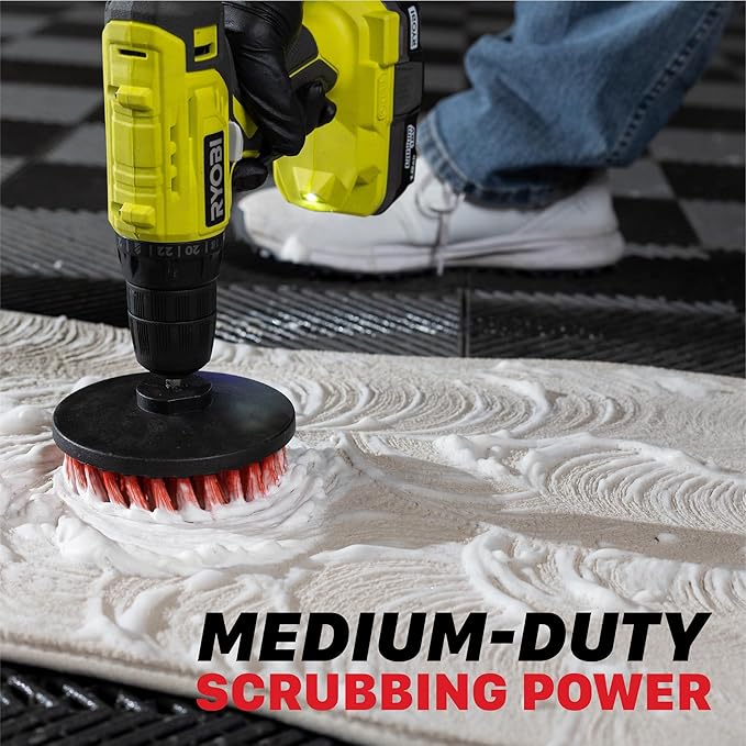 Maxshine 2", 4", & 5" M8 Medium-Duty Upholstery Carpet Brush with Drill Attachment Set – Power Scrubber Attachment for Car Detailing – Removes Grime, Stains & Spots from Fabric, Seats & Carpets