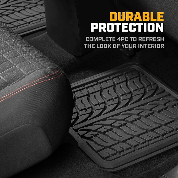 Cat® ToughTread™ Front & Rear Full Set of Floor Mats for Cars - All-Weather Heavy-Duty Trimmable Universal Fit Rubber Mat Truck & Car Accessories - Automotive Floor Mats for SUVs Car Interior