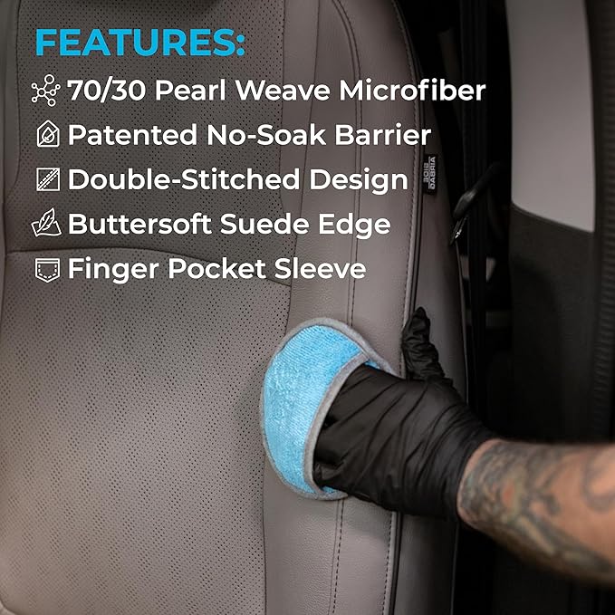 The Rag Company - Ultra No Soak Round Detailing Applicator - 70/30 Pearl Weave Microfiber for Applying Coatings, Dressings, Waxes, Sealants to Glass, Paint, Rubber, Leather, Plastic - 5 inch (5 Pack)
