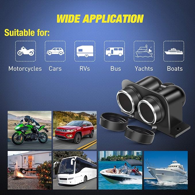 Nilight Dual Cigarette Lighter Socket 12V Lighter Power Outlet 2 Cigarette Lighter Double Plug Splitter Waterproof for GPS Dash Cam Car Marine Truck ATV RV