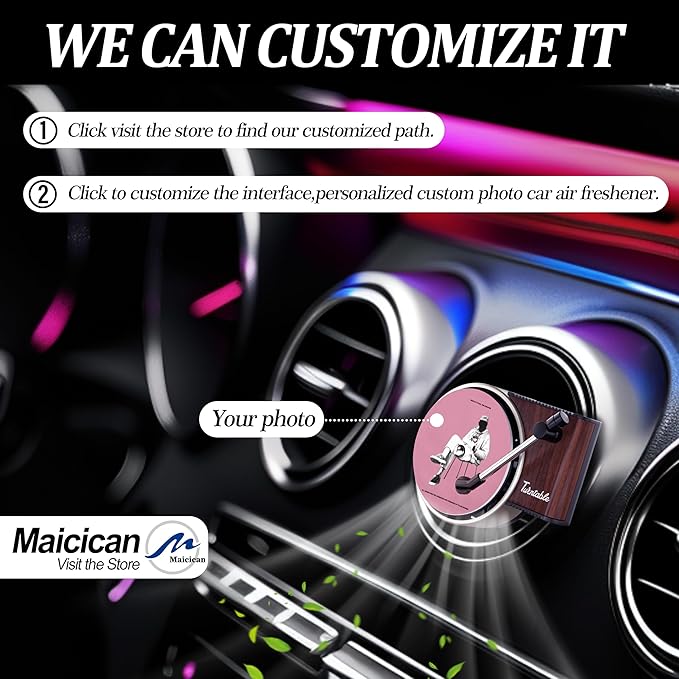 Maicican 12PCS Customizable Car Air Freshener Vent Clip, Pop Singer Album Cover Record Player Shape, Music Lover Gifts. (Fashion)