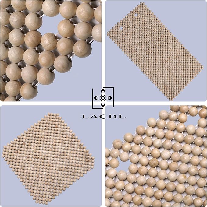 LACDL Beaded Car Seat Covers for Cars, Cooling Bead Seat Cover for Trucks & SUVs(headrest Removable only) - Auto Ventilated Seat Cooler Pad, Natural Wood Breathable Beads Sweat Protector, Burlywood