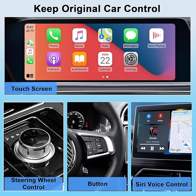 Android Auto & CarPlay Wireless Adapter - 2 in 1 Wireless for iPhone & Android, Plug & Play for Factory Wired Cars - Supports iOS 10+