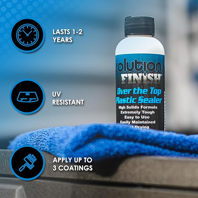 Solution Finish - Over The Top Plastic Sealer - Use for Car and Truck Detailing, Long Term Protectant for Plastic Trim, UV Resistant (4oz)