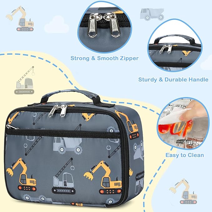 CAMTOP Lunch Box Kids Boys Insulated Lunch Cooler Bag Reusable Lunch Tote Kit for School Travel