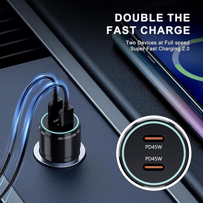 Samsung Super Fast Charger Type C Kit,45W PD USB C Wall/Car Charger for Samsung Galaxy S26/S25/S24/S23/S22/Plus/Ultra/FE/Note 20/10/A71,2020/2018 Pad Pro/Air,with 2X USB C-to-C Cable(6.6ft)