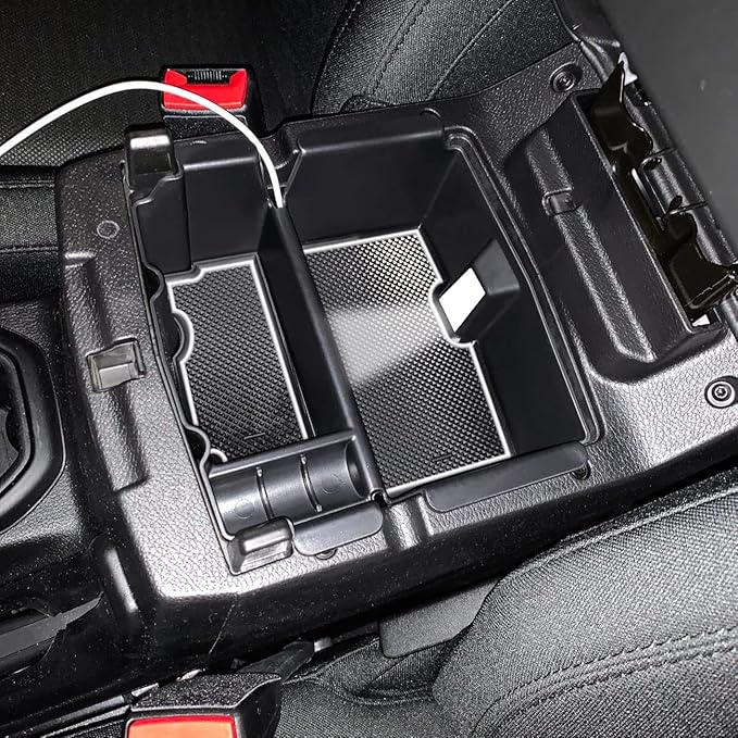TACOBRO Center Console Organizer Compatible with Jeep Wrangler JL & JLU 2018 2019-2024 2025 2026 Accessories, Gladiator JT Truck 2020 2021 2022 2023-2026 Insert Tray Armrest Storage Box, White