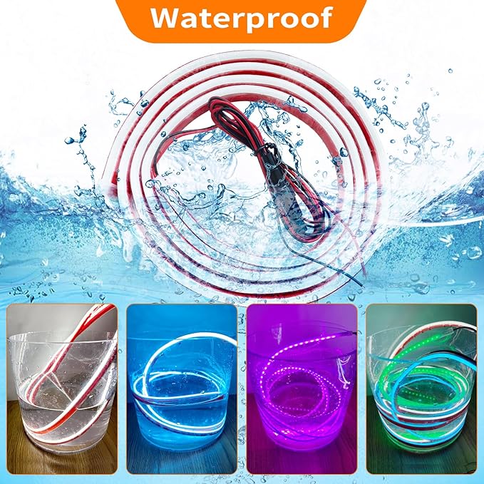 Car Hood LED Light Strip Exterior Flexible Dynamic Scan Daytime Running for Hoodbeam Kit 12v Silicone Waterproof Lights for Cars SUVs(Ice Blue,70IN)