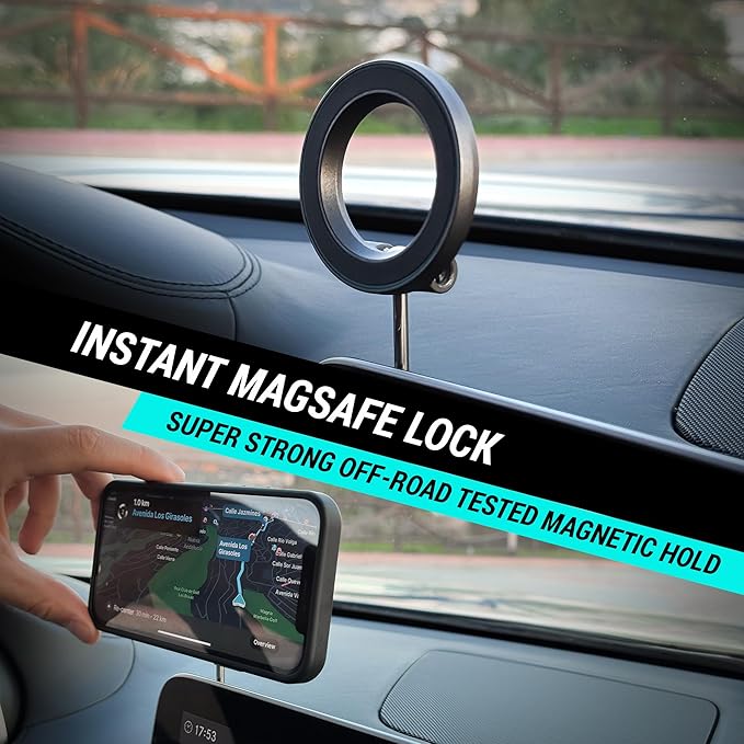 CARMOUNT F2 Adjustable Magnetic Car Mount for iPhone | Dashboard Phone Holder, 360° Rotation & Tilt, Universal & MagSafe Full Metal Magnetic Phone Mount (MagSafe Adjustable)
