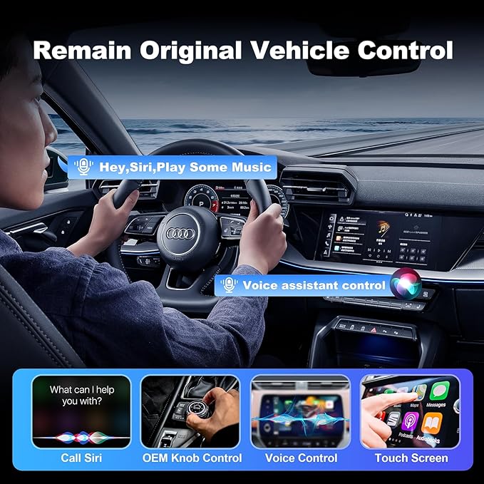 2026 New Wireless CarPlay Adapter Support Netflix/YouTube/TF, 5-in-1 Android Auto & Carplay Adapter with USB-A and USB-C Cables,Convert Wired to Wireless Apple Dongle, Video Box Car Play for iOS 10+