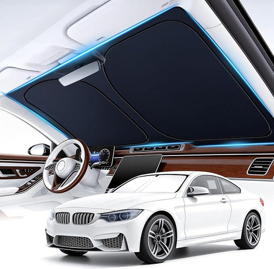 Car Windshield Sunshade Universal Sun Visor Front Window Shades, Foldable Reflective Fits Cars, SUV, Sedan, Interior Car Automotive Accessories for Summer (59" x 33")