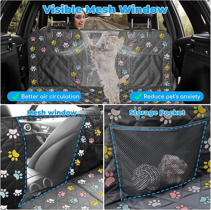 URPOWER 2026 Upgraded Back Seat Extender for Dogs - Large Hard Bottom Dog Car Seat Cover Holds 550lbs, Waterproof Dog Hammock Pet Bed with High-Density Foam Non-Slip Backseat Protector