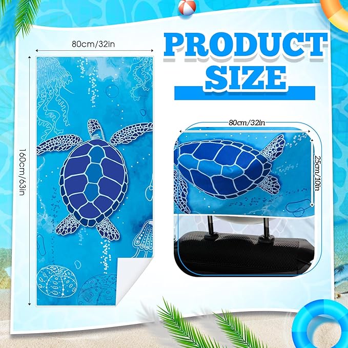 Car Seat Towel Covers with Storage Bag Seat Post Workout Sweat Cover Washable Non Slip for Car Towel for Dog Pet Workout Outdoor Sport Activities(Sea Turtles)