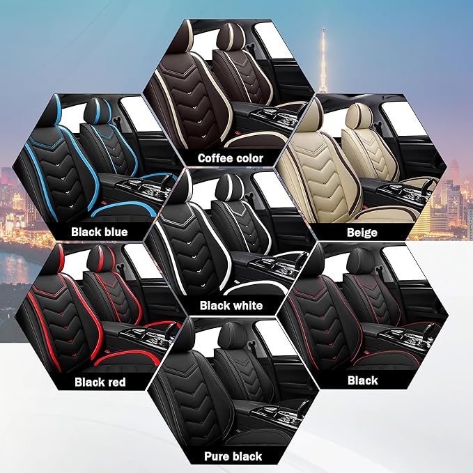 CTDS Car Seat Covers for Honda Civic 2000-2026, Stylish Sport Seat Cover, Premium Nappa Leather Car Seat Cover. Automobile Seat Covers Sets.(Standard 2 Seats/Black Red)