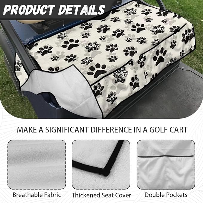 Biyejit Golf Cart Seat Covers with 4 Pockets Golf Cart Seat Towel Blanket Fits 2-Seat Golf Carts, Golf Cart Accessories