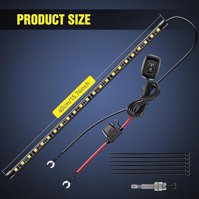 Nilight Under Hood Light Strip 21 LED Waterproof Underhood Work Lights with On/Off Switch Blade Fuse Engine Bay Repair Lamp White 12V for Car Truck SUV