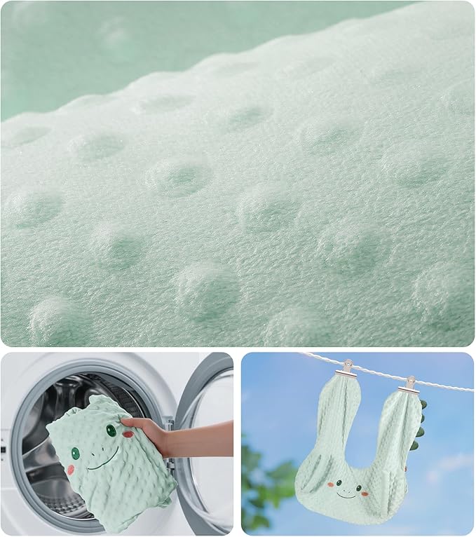 BEBAS U-Shaped Kids Travel Pillow for Car - Comfortable Neck and Head Support Pillow for Sleeping on Long Trips, Cute Cartoon Design, Ideal for Car Seats, Booster and Home Use, Great Gift Idea（Green）