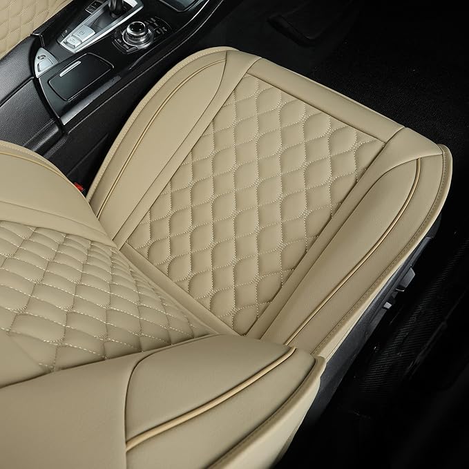 Car Seat Covers Full Set,Universal Fit for Most Cars,SUV,Sedans and Pick-up Trucks,Automotive Vehicle Faux Leather Cushion Covers for 5 Passenger Cars(Full Set,Beige)