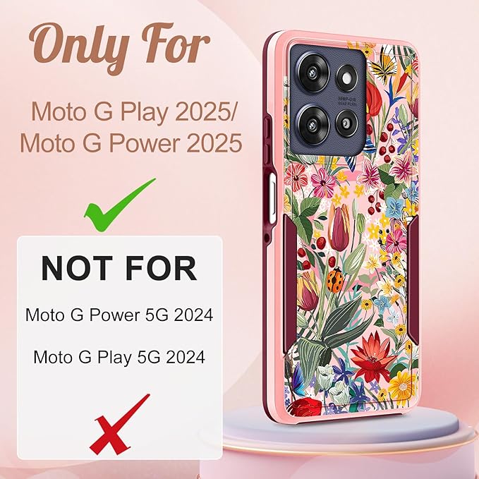 LISEVOfor Moto G Power 2025 Case - for Motorola Moto G Play 2025 Case Compatible with MagSafe Women Cute Girls Magnetic Protective Phone Cover Girly Floral Flower Heavy Duty Shockproof Design