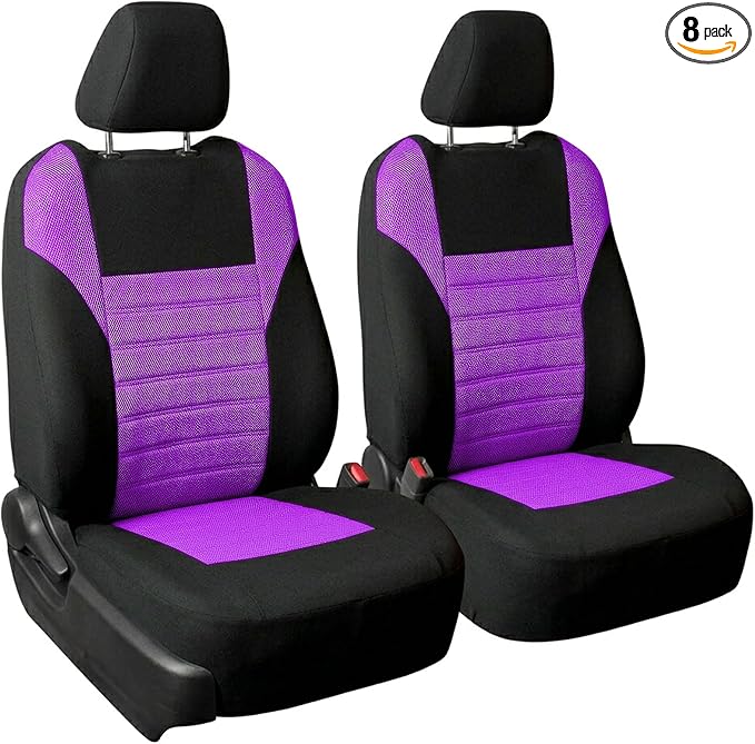 FH Group Automotive Car Seat Covers Front Set Premium 3D Air Mesh Front Seat Covers, Airbag Compatible Universal Fit Interior Accessories for Cars Trucks and SUVs - Purple