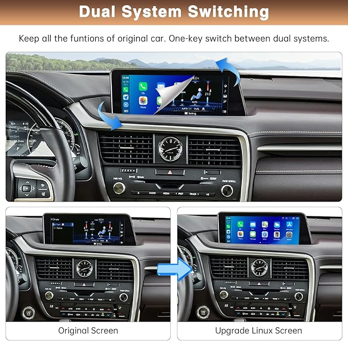 Retrofit Kit Decoder Wireless Carplay for Lexus NX RX is ES GS RC CT LS LX LC UX with Small Touchpad/Joystick Support Android Auto/MirrorLink/Backup Camera/YouTube