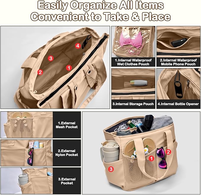 Odoland Soft Cooler Bag - Leakproof & Insulated, 2-in-1 Collapsible Design, Dry/Wet Separation, Large Soft Sided Cooler with Multi-Pocket Design for Beach, Picnic, Camping, Day Trip, Family Size