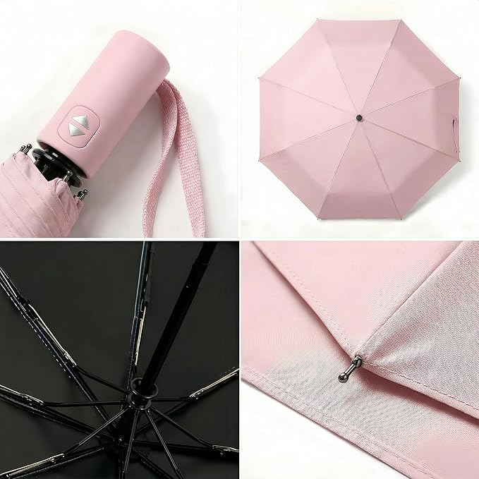 BAODINI Small UV Protection Travel Umbrella Compact for Rain and Sun UPF 50+ Windproof Portable 42 inch Umbrella for Women and Men