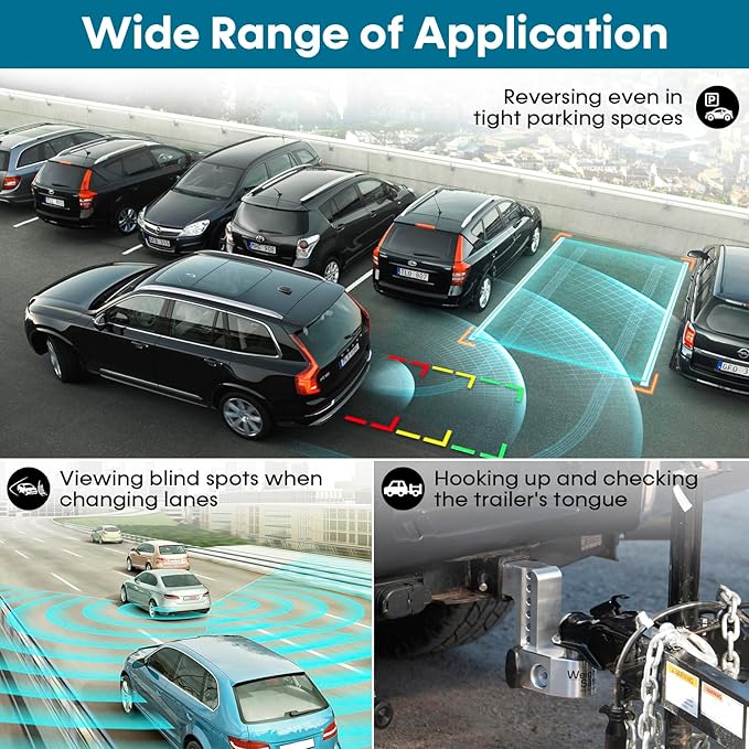Wireless Backup Camera with 5-Inch HD Screen: 1080P Rear View Camera, Waterproof Night Vision, Easy Install for Cars, Trucks, RVs & Trailers - Clear Parking Assist System