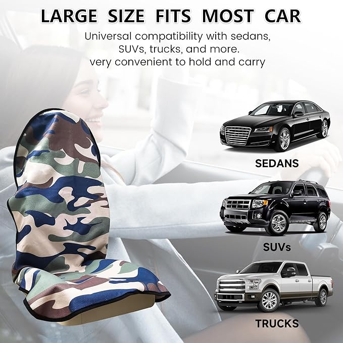 Car Seat Covers 1 Pack Waterproof Towel Car Seat Cover Universal Fit for Most Trucks SUV Fitness Athletes Pets Gym and Water Sport，Camouflage