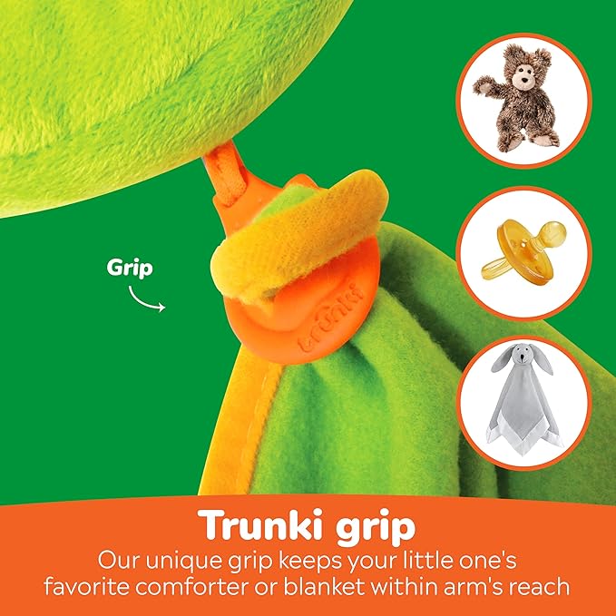 Trunki Kid's Travel Neck Pillow and Chin Rest | Support Sleepy Heads in The Car Seat, Plane, Bike or Pram | Yondi Small Dudley Dinosaur (Green)
