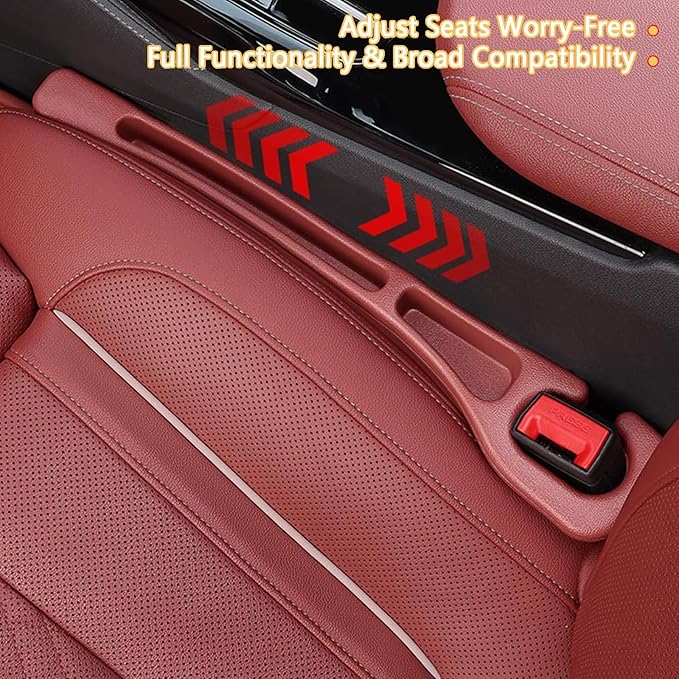 Car Seat Gap Filler Organizer of 2 - No Drop Seat Guard, Universal Car Seat Gap Filler, Durable Non-Slip Material, Easy 10-Second Install for Cars, Trucks & SUV (Brown)