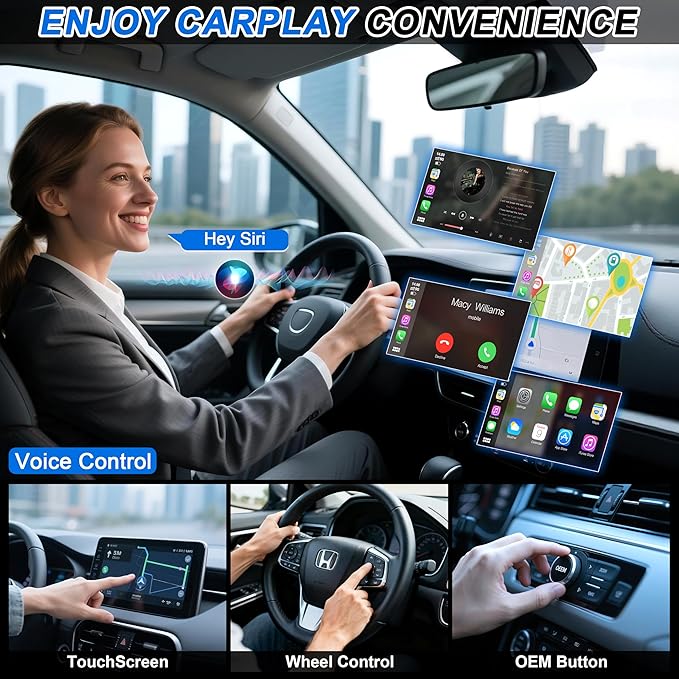 Wireless CarPlay Adapter for iPhone – Converts Wired to Wireless CarPlay for Android Auto with Fast Stable 5.8GHz & Bluetooth Connect & Plug and Play USB & USB-C – No Delay Apple CarPlay, Black
