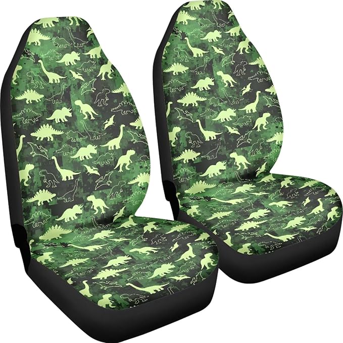Cartoon Dragon Print 2Pcs Car Seat Cover Set Front Auto Inteior Decorative for Women Men Comfortable Drive Seat Covers Universal Fit for SUV,Van,Truck,Sedan