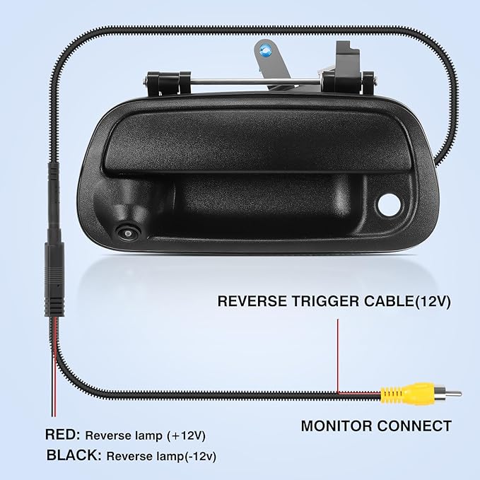 Tailgate Handle Backup Camera Fit for Toyota Tundra 2000-2006 Tailgate Reversing Rear View Park Assist Camera RCA Plug Replaces 819952028013