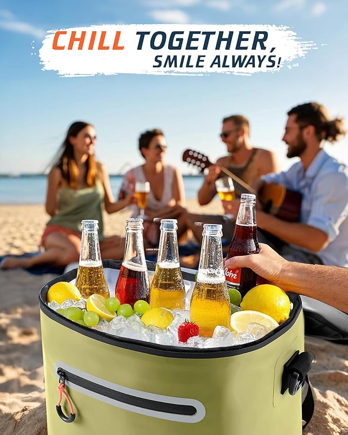 Soft-Sided Cooler Bag, 7/16/30 Can Insulated Lunch Box, Waterproof, Leak-Proof, Portable Lunch Bag for Work, Beach, Drink, Travel, Camping, Picnic
