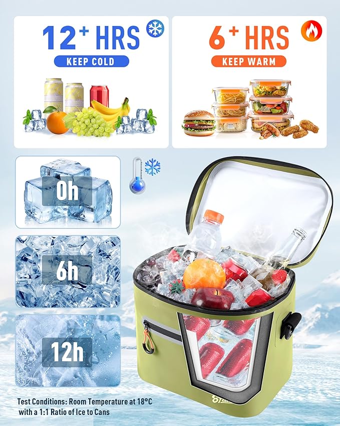Soft-Sided Cooler Bag, 7/16/30 Can Insulated Lunch Box, Waterproof, Leak-Proof, Portable Lunch Bag for Work, Beach, Drink, Travel, Camping, Picnic
