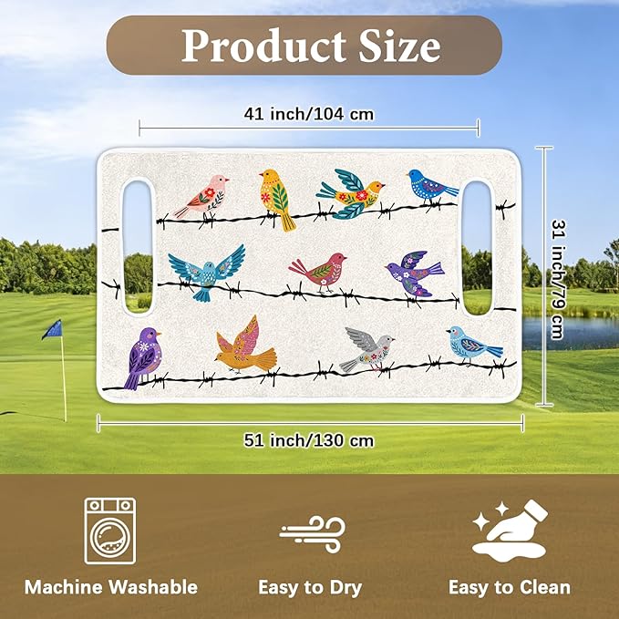 Golf Cart Seat Covers, Bird Golf Cart Seat Towel Blanket Club Car for Golf Lover Summer, Golf Cart Accessories, Keep Seat Comfortable and Cool for 2-Seat Golfs Carts, Gifts for Christmas Thanksgiving