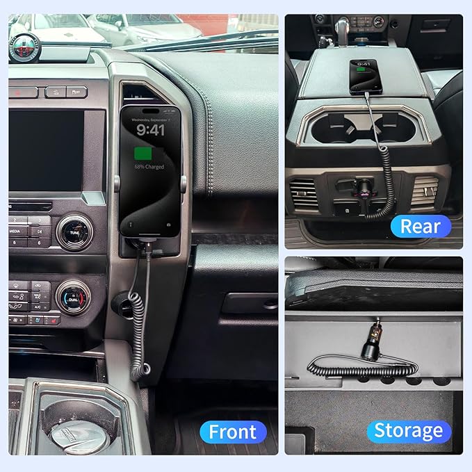 110W Retractable Car Charger, 3‑Port Cigarette Lighter Adapter, 5.7 ft Retractable USB‑C Cable, Car Charger USB C Fast Charge for iPhone 17/16/15 Series, Galaxy S25/S24 and More