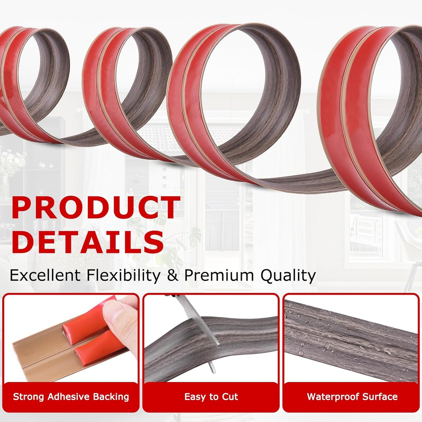 Flexible Wall Corner Protector Moulding Trim Peel and Stick Wall Corner Guards Edge Protector Self Adhesive Molding Trim Strip for Edge Ceiling (Brown Walnut Wood Grain, 2.4 in x 40 Ft)