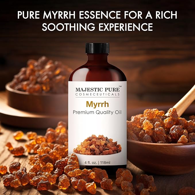 Majestic Pure Essential Oil with Glass Dropper - 100% Pure and Natural - Essential Oils for Diffuser, Aromatherapy, Soap and Candle Making, Myrrh Essential Oil, Myrrh Oil, 4 Fl Oz (Pack of 2)