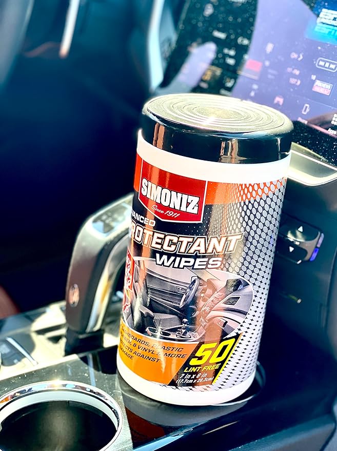 Simoniz Juicy Cherry Advanced UV Protectant Wipes Wipes – Interior Protectant or Most Surfaces - Plastic, Rubber, Vinyl Dashboards, Seats, Doors & Tires -Great for Cars, Trucks, SUVs, Boats 50 Count