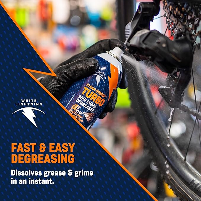 White Lightning Dry Weather Bike Care Kit – Complete Bicycle Cleaning Kit with Clean Ride Wax Chain Lube, Clean Streak Degreaser, and Bye Bye Dirt Bike Detailer for Dry Conditions