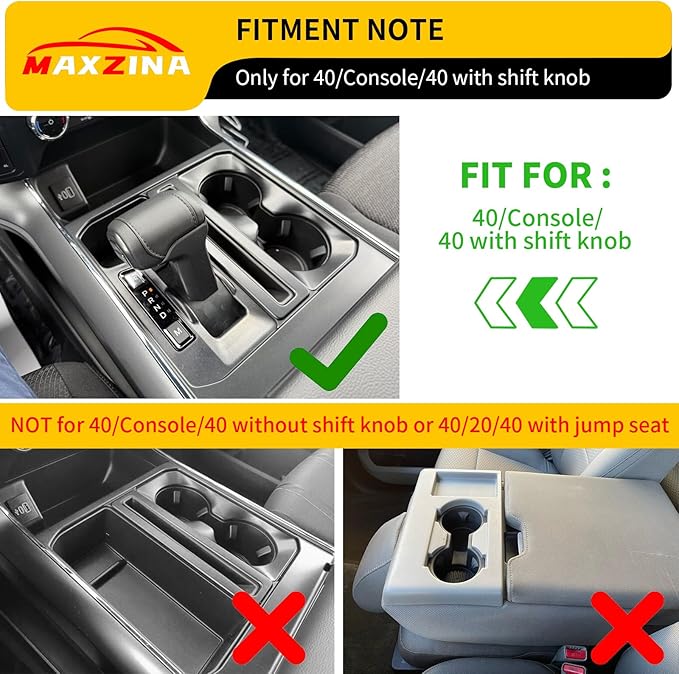 Gear Shift Panel Tray Compatible with 2021-2025 Ford F150 Center Console Storage Gear Shifter Organizer with Cup Holder Insert for 2024 F-150 Accessories (40/Console/40 with Shift Knob ONLY)