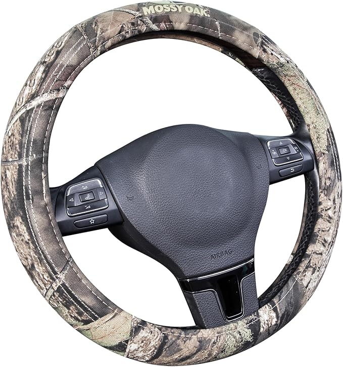 Mossy Oak Full Camo Steering Wheel Cover - Made from Premium Cotton Twill, Universal Fit for 14 1/2 to 15 inches - Official Licensed Product