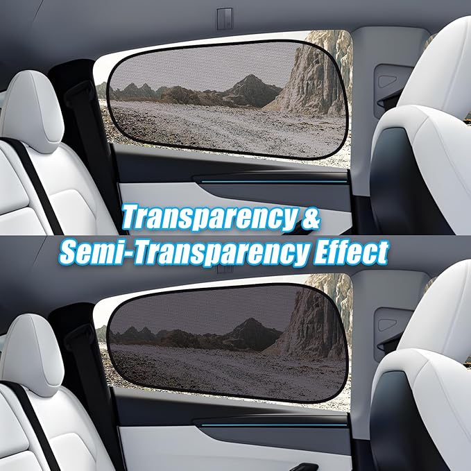 ZATOOTO Tesla Model Y Window Shades for Rear Window - Car Window Covers Transparent Static Cling Film | Blocks 90% UV & Heat | No Adhesive, Easy Install | Enhanced Visibility, Interior Protection